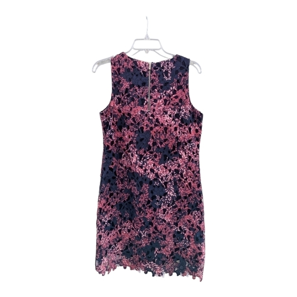 Vince Camuto Red & Black Lace Overlay Floral Sleeveless Dress, size 10P - Picture 2 of 4